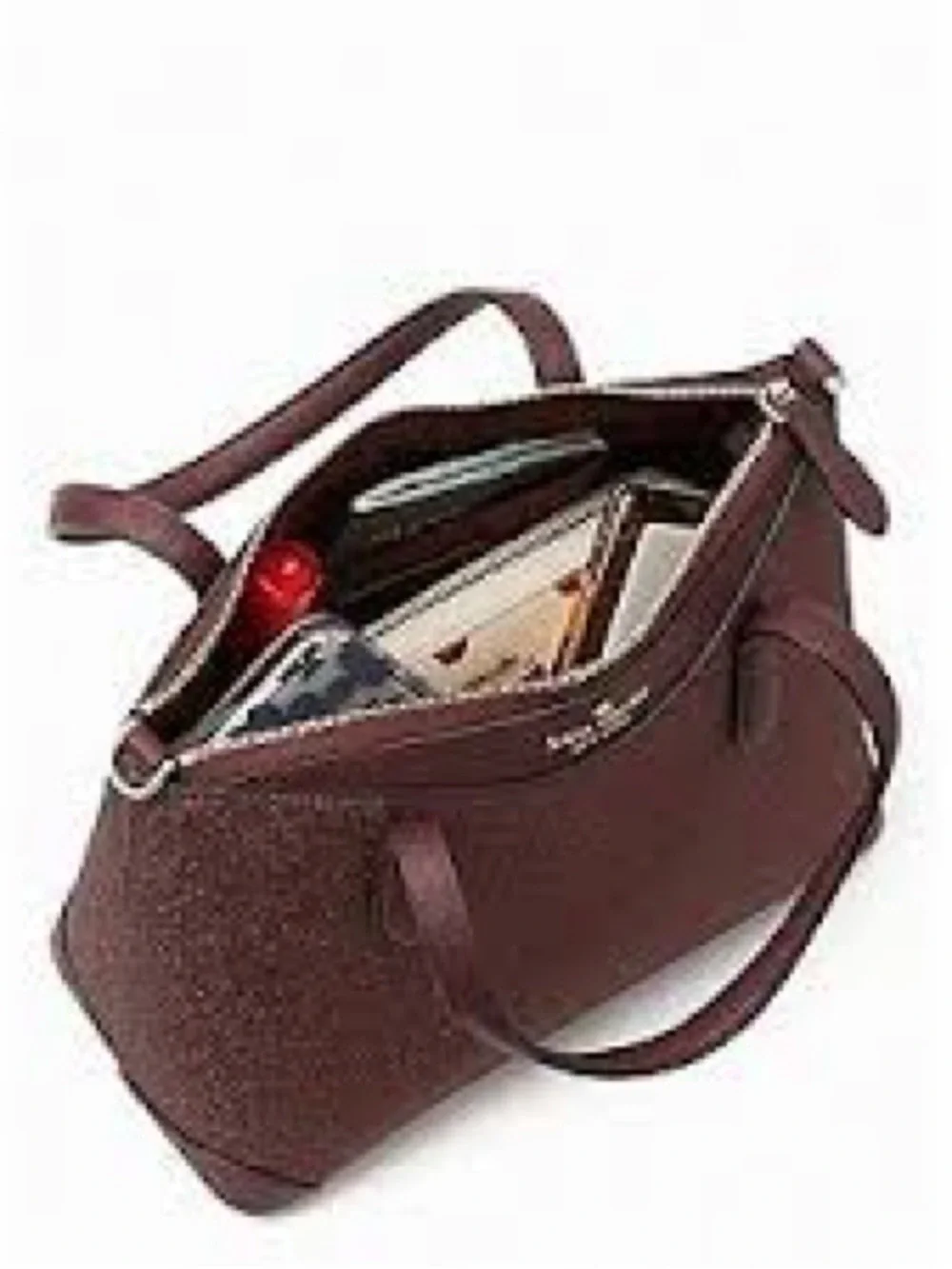 Kate Spade NWT Shimmy glitter deep plum medium satchel crossbody